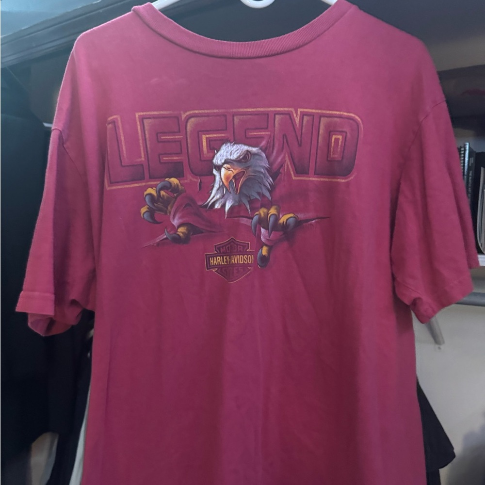 Harley-Davidson Red Short Sleeve Tee with Graphic Design